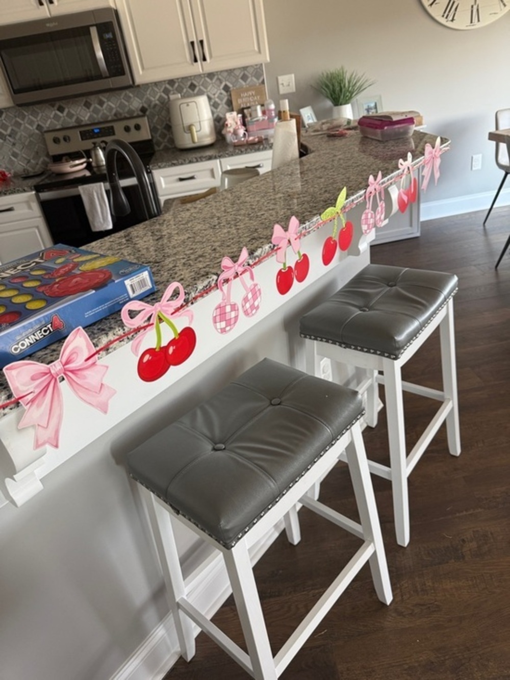 Cherry & Pink Bow Garland - party decor